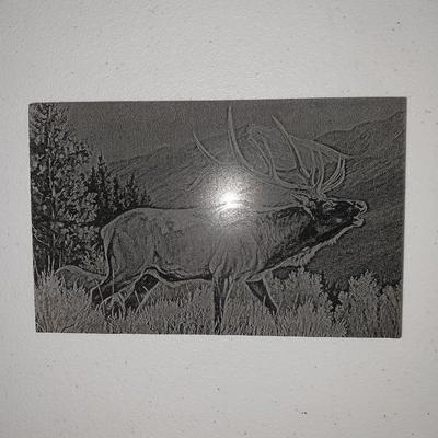 Three laser art tiles - two elk one moose