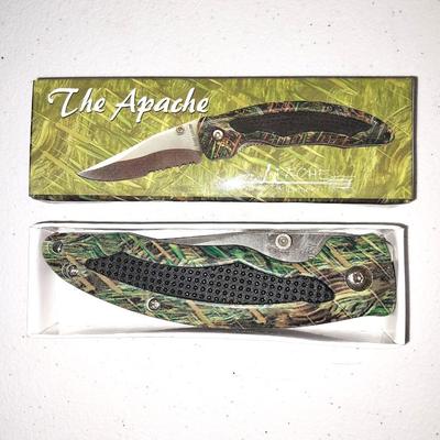 New pocketknives- "The Apache" and the " Eagle eye II" and three vintage bottles
