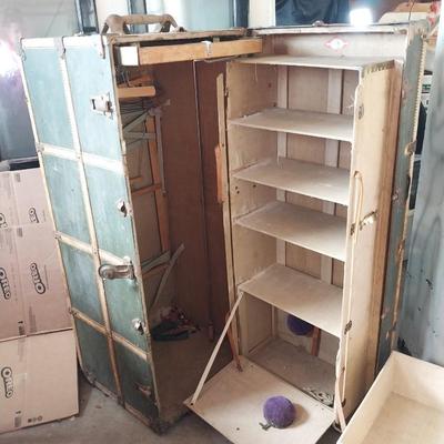 Antique travel wardrobe trunk by Henry Likly & Co.