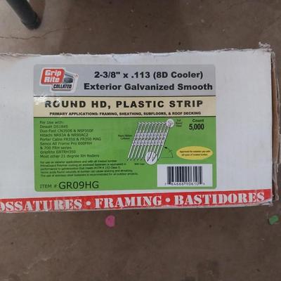 Two boxes with 2-3/8 Grip rite framing nails for nail gun