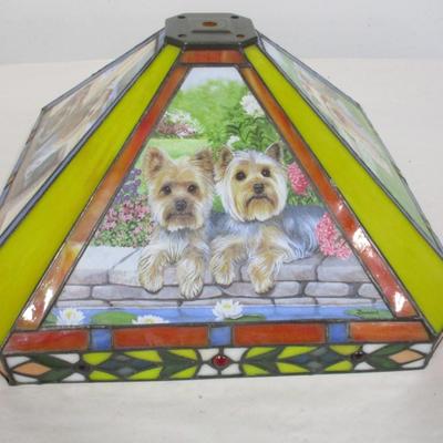 Danbury Mint Yorkie Stained Glass Lamp Tiffany Style Shade
