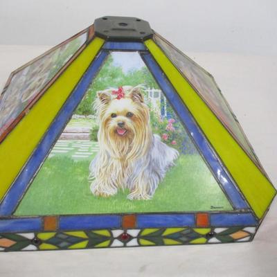 Danbury Mint Yorkie Stained Glass Lamp Tiffany Style Shade