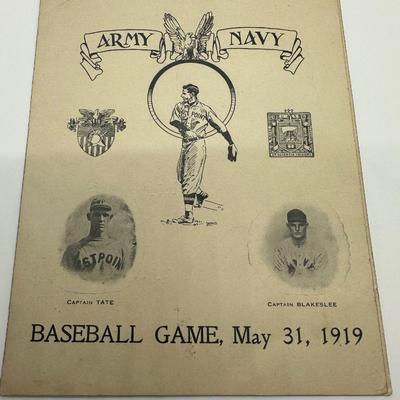 1919 Navy vs Army Baseball Scorecard & Ticket