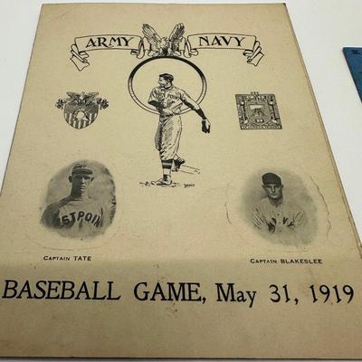 1919 Navy vs Army Baseball Scorecard & Ticket
