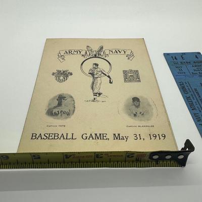1919 Navy vs Army Baseball Scorecard & Ticket