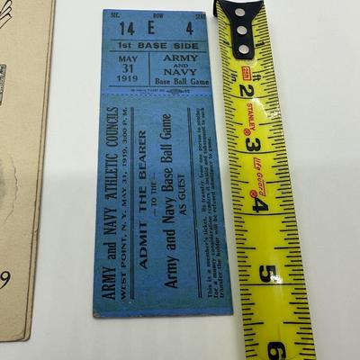 1919 Navy vs Army Baseball Scorecard & Ticket