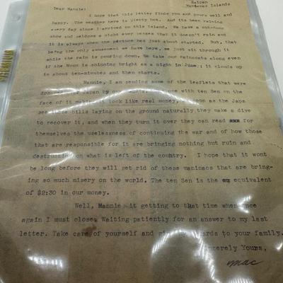 Soldiers Letter w/ Memorabilia