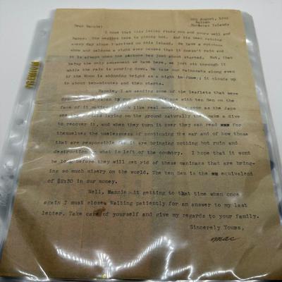 Soldiers Letter w/ Memorabilia