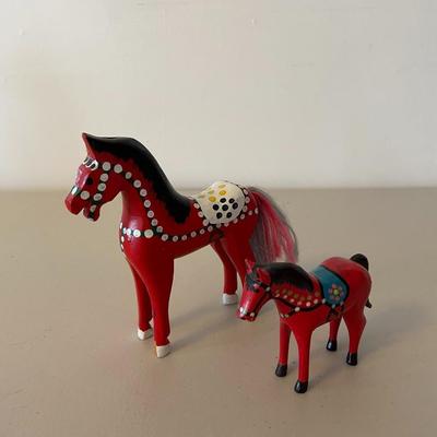 Pair of Red Painted Horses