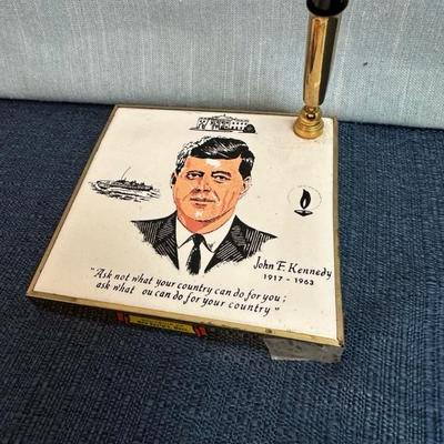 Lot 23  JFK desk set, sharpener, GOP cookie cutter