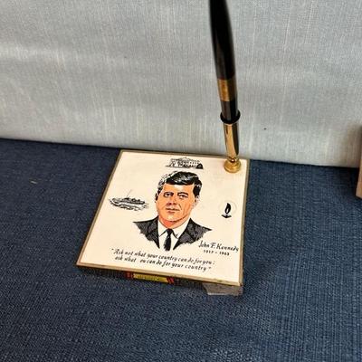 Lot 23  JFK desk set, sharpener, GOP cookie cutter