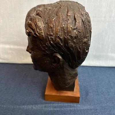Lot 25 Robert Kennedy Resin bust on wood base