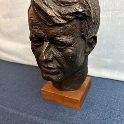 Lot 25 Robert Kennedy Resin bust on wood base