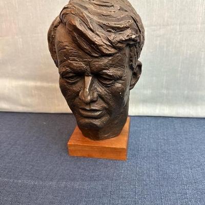 Lot 25 Robert Kennedy Resin bust on wood base
