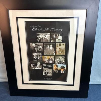 Lot 38  Senator Ted Kennedy framed poster 29 x 25â€