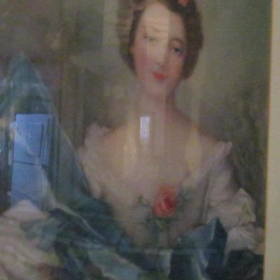 Framed Print of 'Mademoiselle de Blives' by Jean Marc Nattier- Approx 28