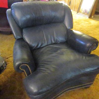 Leather Chair with Brass Tack Accents