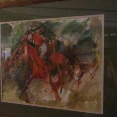 Horse Racing Impressionist Print- Signed Turner