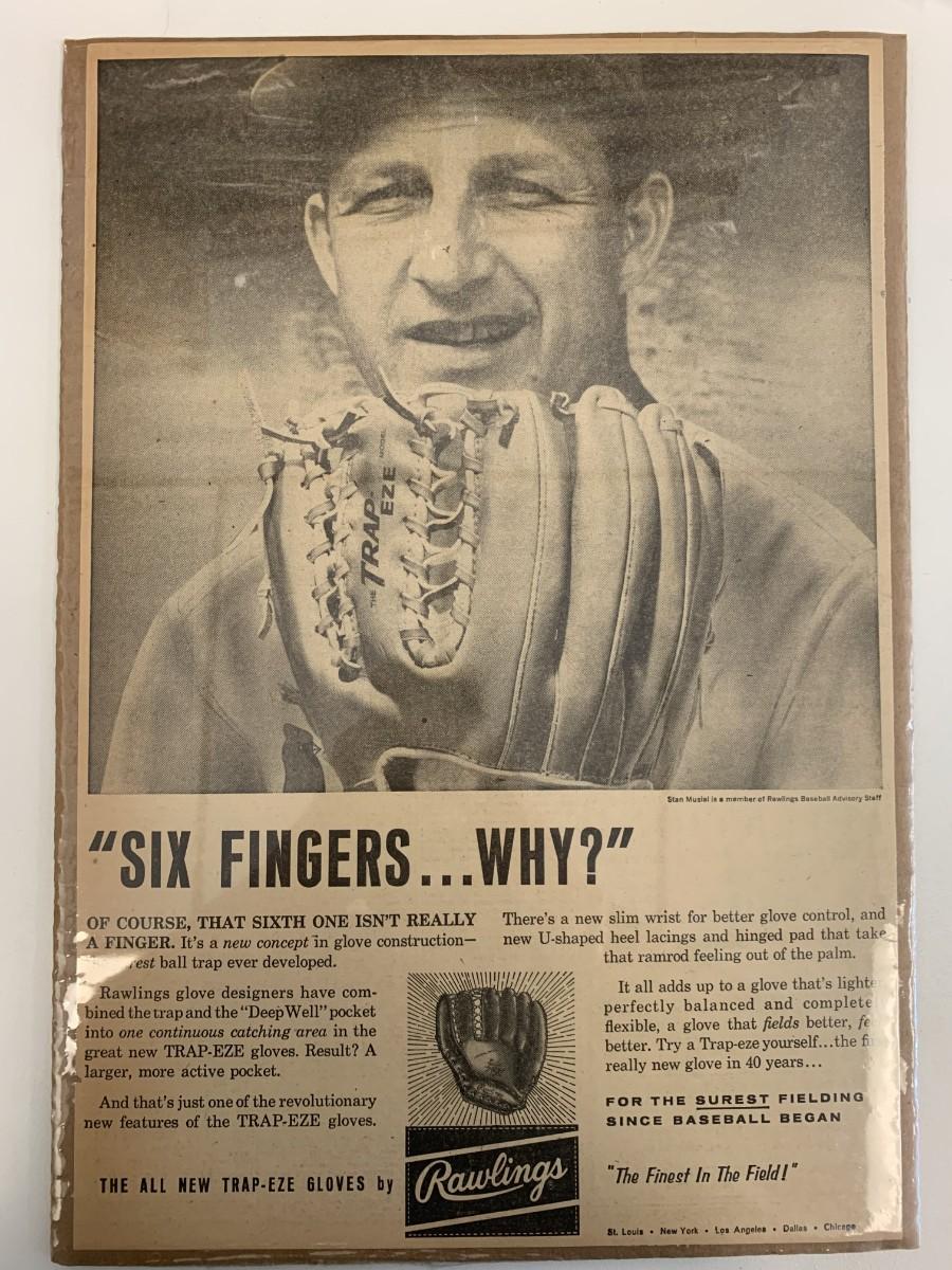 Stan Musial Rawlings Baseball Glove Advertisement