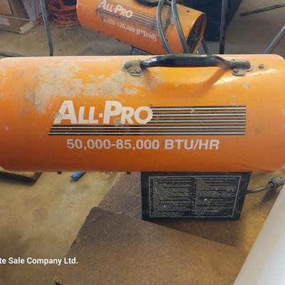 Three All pro propane force air heaters 1 working 2 for parts