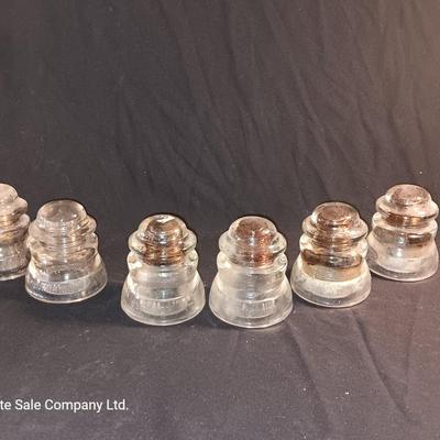 Clear glass Insulators - Hemingray - Dominion - Whitall Tatum No.1
