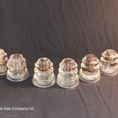 Clear glass Insulators - Hemingray - Dominion - Whitall Tatum No.1