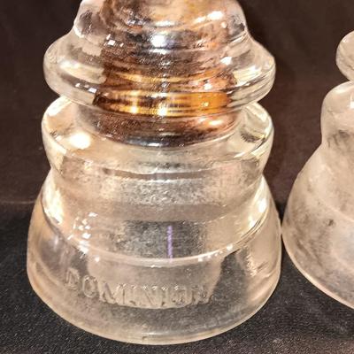 Clear glass Insulators - Hemingray - Dominion - Whitall Tatum No.1