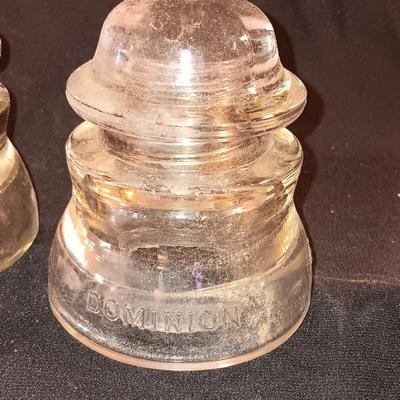 Clear glass Insulators - Hemingray - Dominion - Whitall Tatum No.1