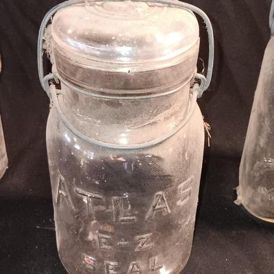 Three Antique jars with lids