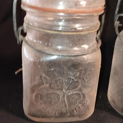 Four Antique jars Zinc lid -