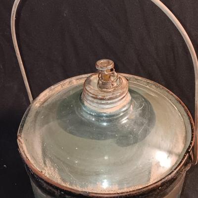 Antique glass kerosene jug by Cleveland Metal Products