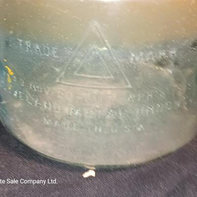 Antique glass kerosene jug by Cleveland Metal Products