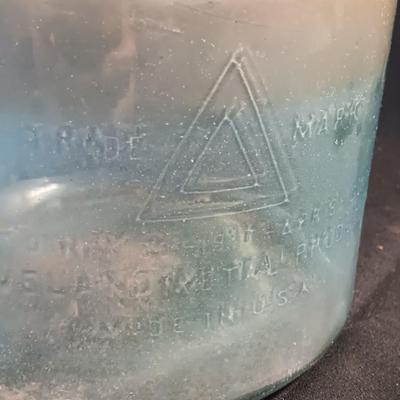 Antique glass kerosene jug by Cleveland Metal Products