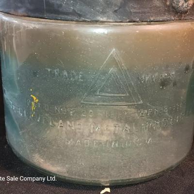 Antique glass kerosene jug by Cleveland Metal Products