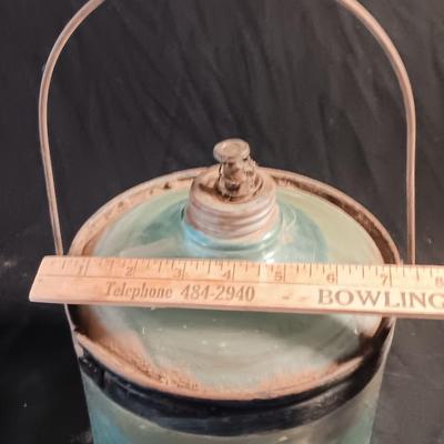 Antique glass kerosene jug by Cleveland Metal Products