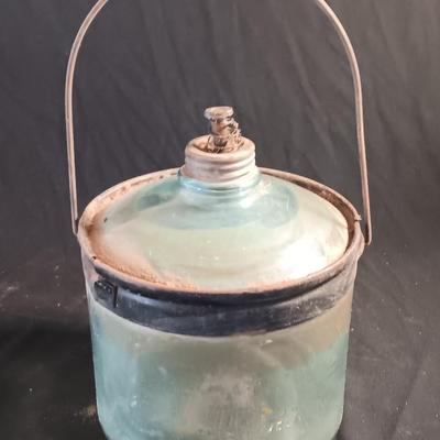 Antique glass kerosene jug by Cleveland Metal Products