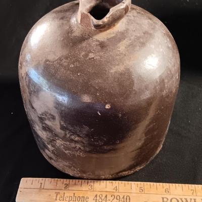 Primitive crock jug and old two-toned crock