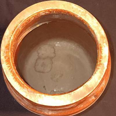 Primitive crock jug and old two-toned crock