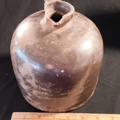 Primitive crock jug and old two-toned crock