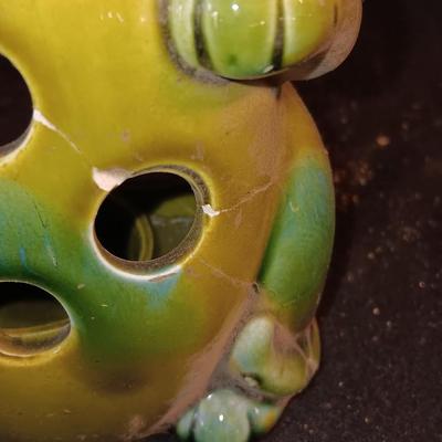 Norcrest Japan ceramic tea light lantern with a green USA 4004 marked square planter.