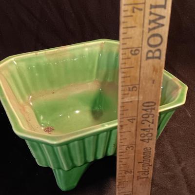 Norcrest Japan ceramic tea light lantern with a green USA 4004 marked square planter.