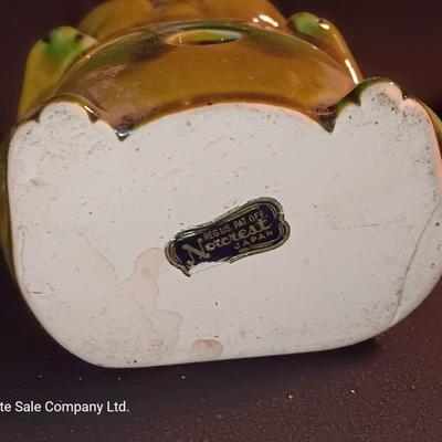 Norcrest Japan ceramic tea light lantern with a green USA 4004 marked square planter.