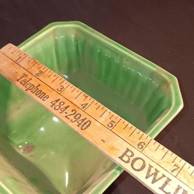 Norcrest Japan ceramic tea light lantern with a green USA 4004 marked square planter.