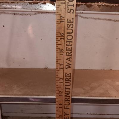 Vintage enamel / tin wall hanging spice shelf.