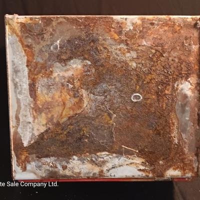 Old tin / enamel strawberry print bread box