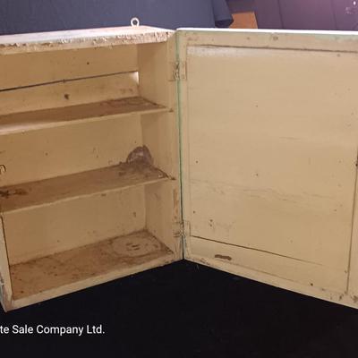 Antique Painted Medicine Cabinet with a light on the side
