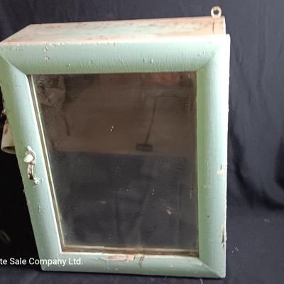 Antique Painted Medicine Cabinet with a light on the side