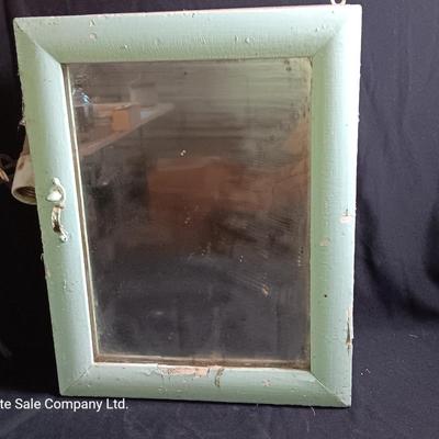 Antique Painted Medicine Cabinet with a light on the side