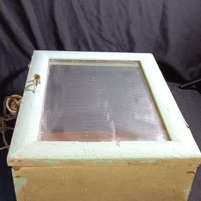 Antique Painted Medicine Cabinet with a light on the side