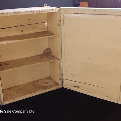 Antique Painted Medicine Cabinet with a light on the side
